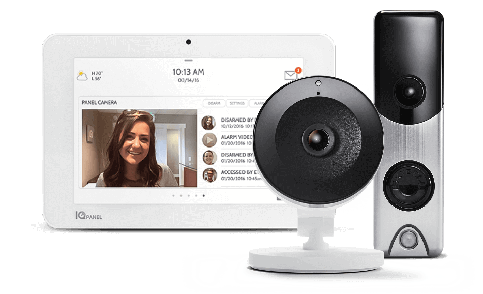 Home security system control panel, camera and video doorbell 