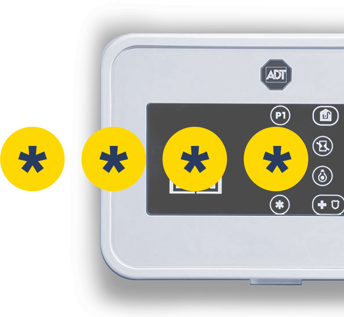 ADT security panel console with pin icons